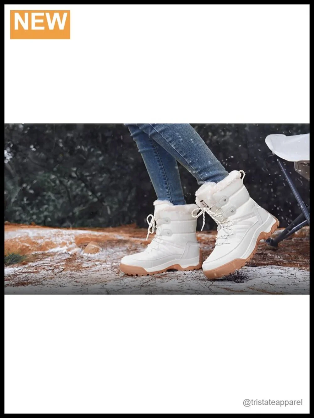 Faux Leather Waterproof Lace-Up Snow Boots Mid-Calf Winter Fur Lined